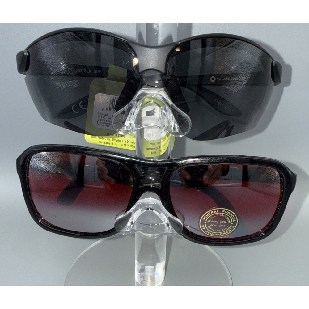 2 pair black NWT Sunglasses Authentic 100% UVA POLARIZED Wrap & Square Frames